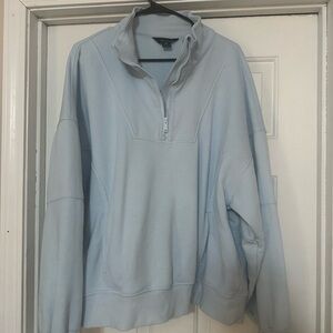 Light Blue Half-Zip Pullover Sweatshirt